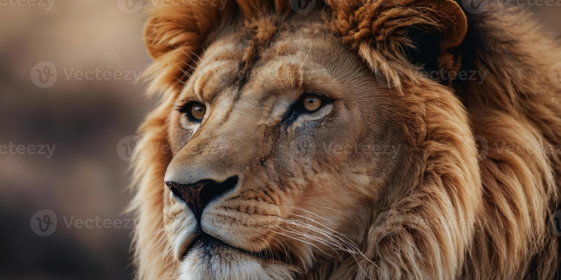 Captivating Portrayal of a Majestic Lion s Fierce Presence and Powerful Essence. photo