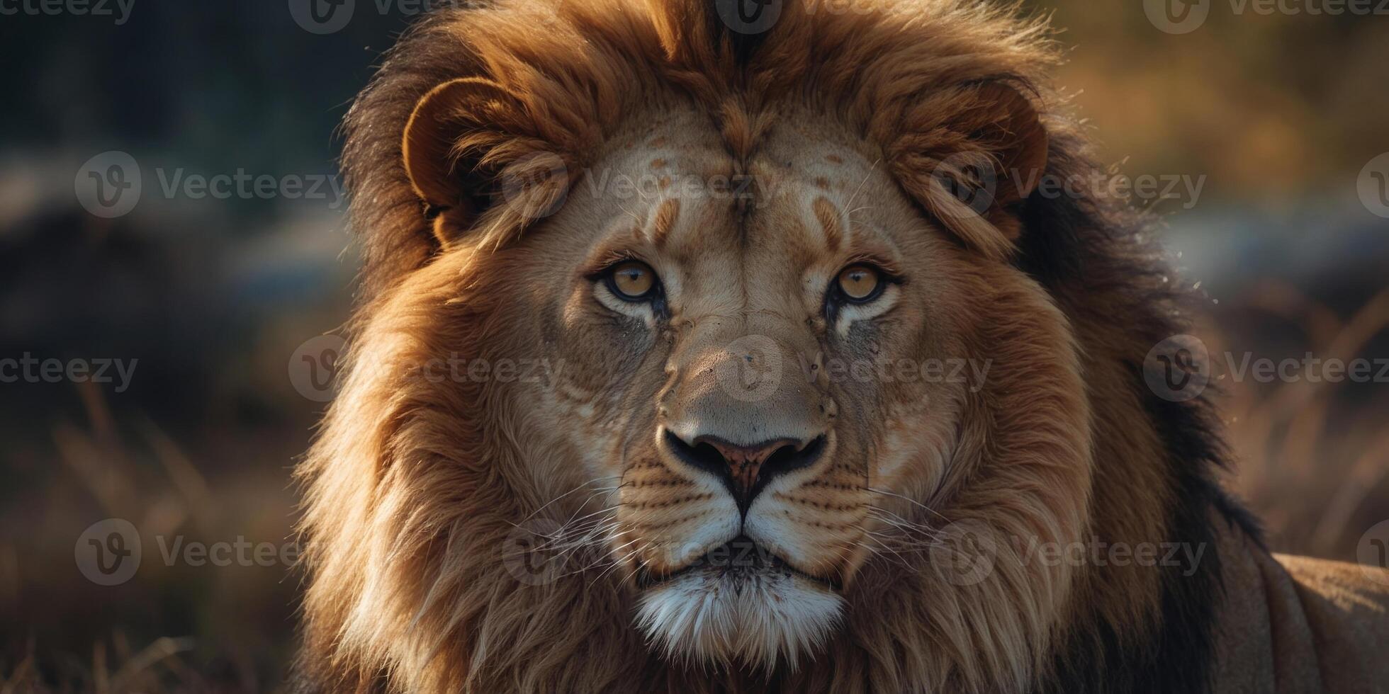 Captivating Portrayal of a Majestic Lion s Fierce Presence and Powerful Essence. photo