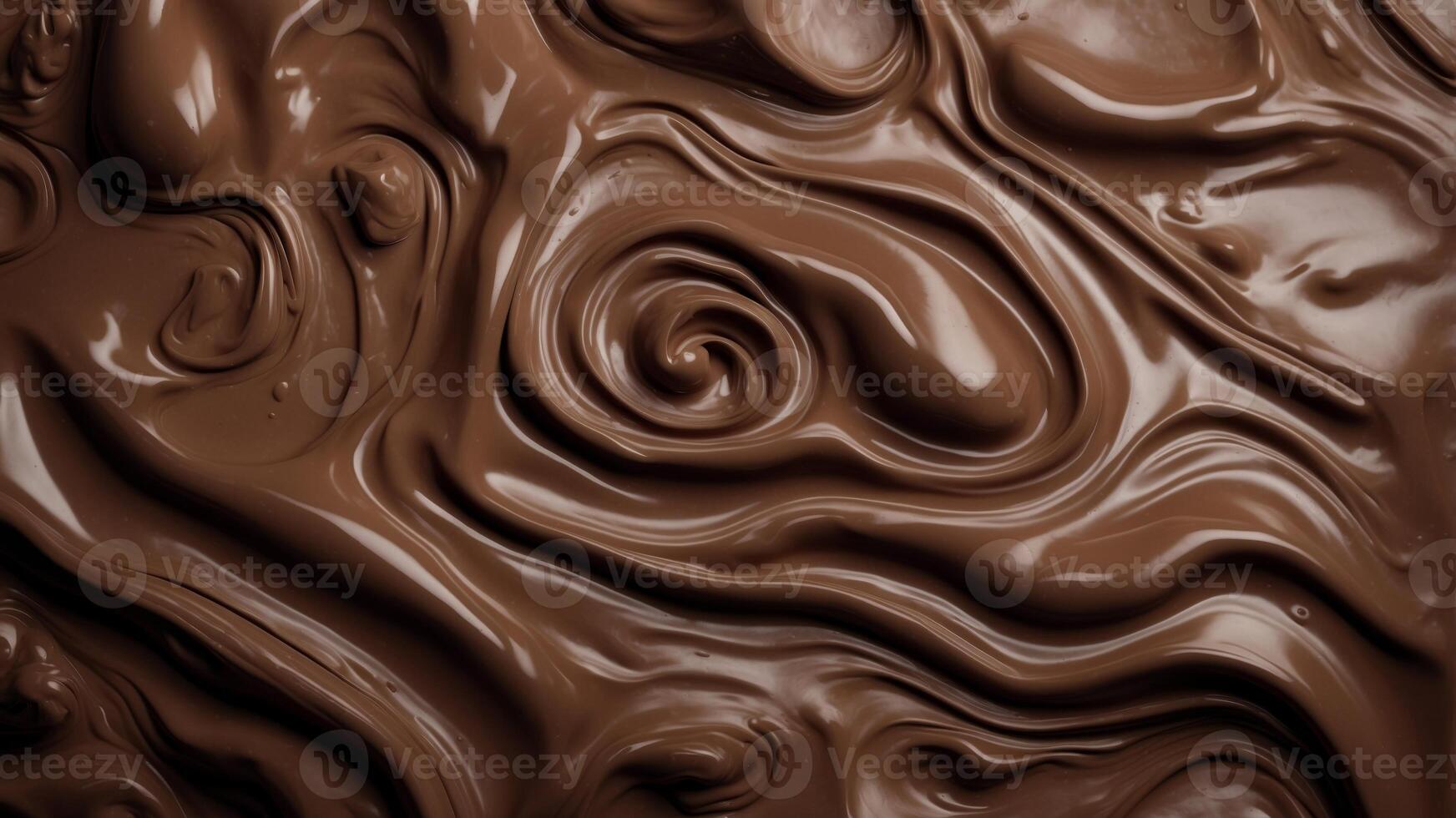 Flat lay elegance background of melted dark chocolate with delicate smooth intricate swirls for wallpaper and design. photo