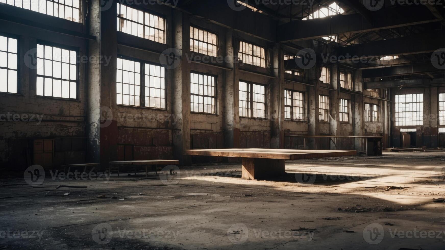 Old abandoned urban industrial background with space for copy. photo