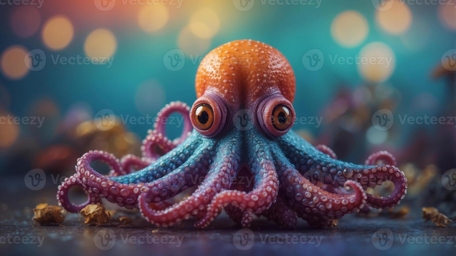 Psychedelic Octopus in a Whimsical World. photo