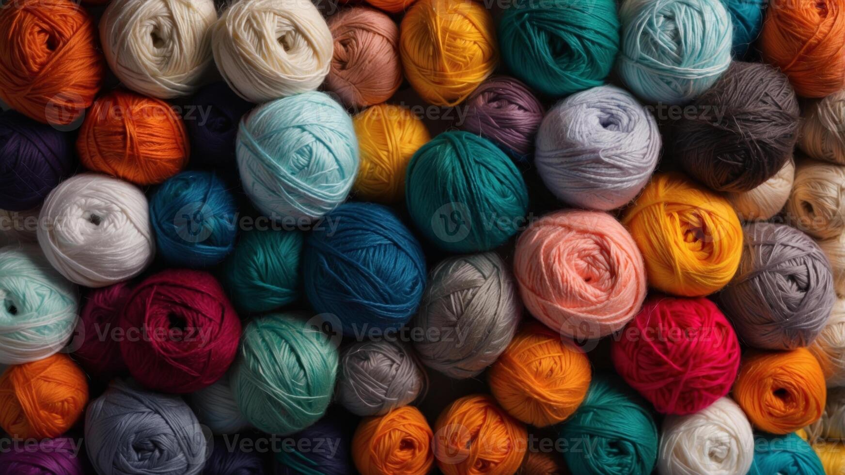 A bunch of different colored yarns are piled on top of each other. photo