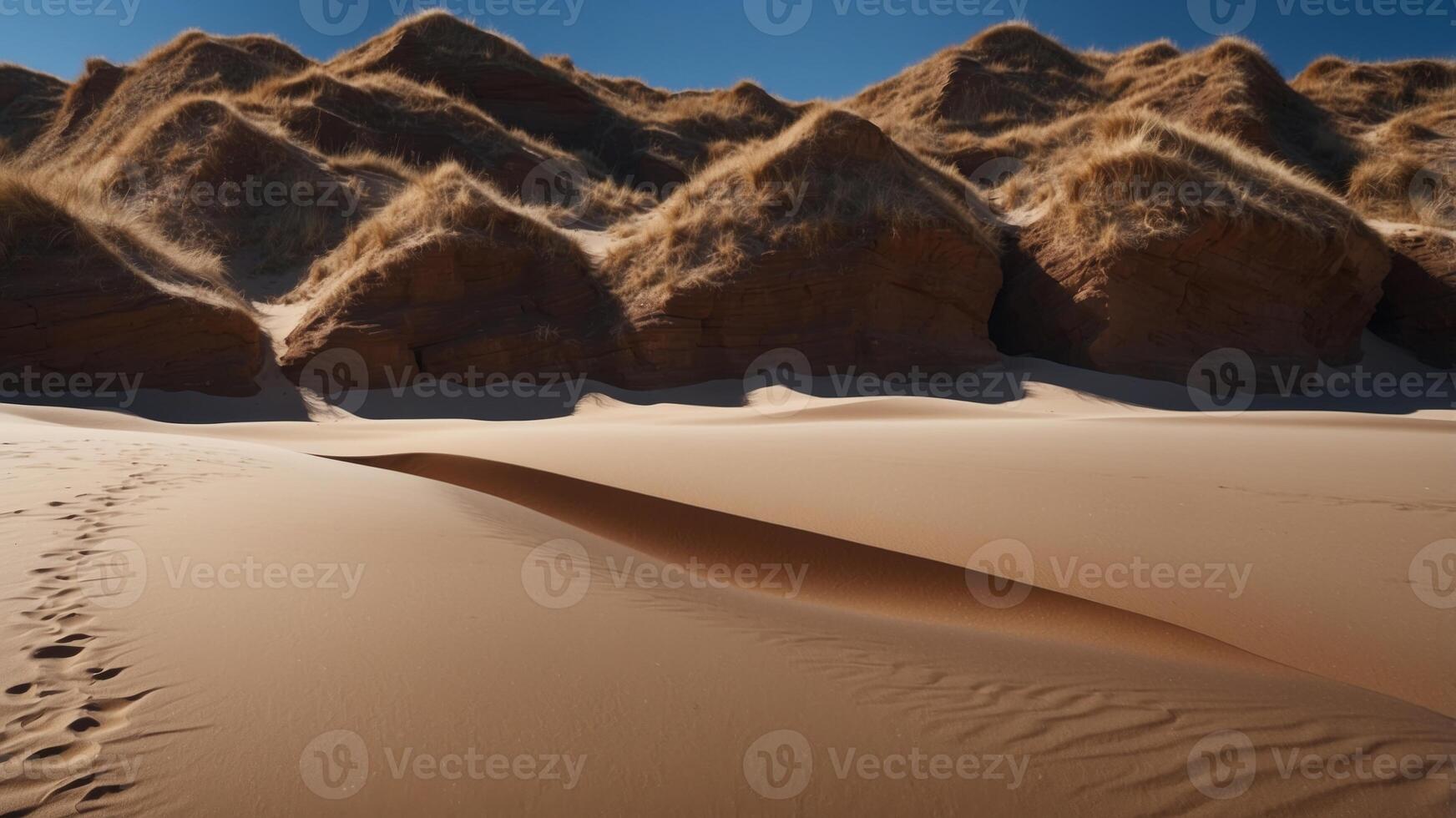 The image is of a beach with a dark blue and brown sand. photo