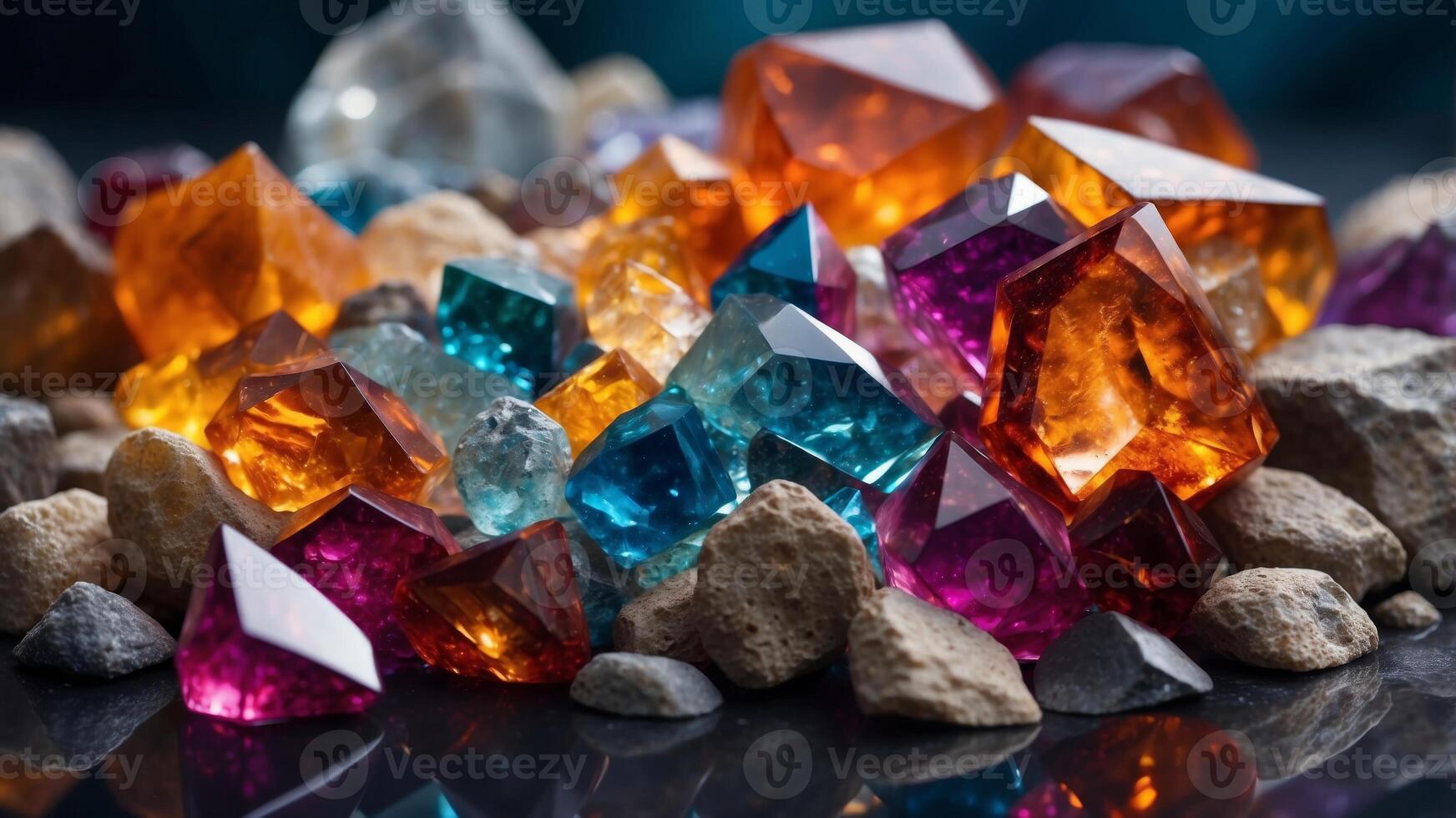 Magical Kaleidoscope of Crystalline Gemstones and Minerals Showcasing Nature s Captivating Beauty and Intricacy. photo