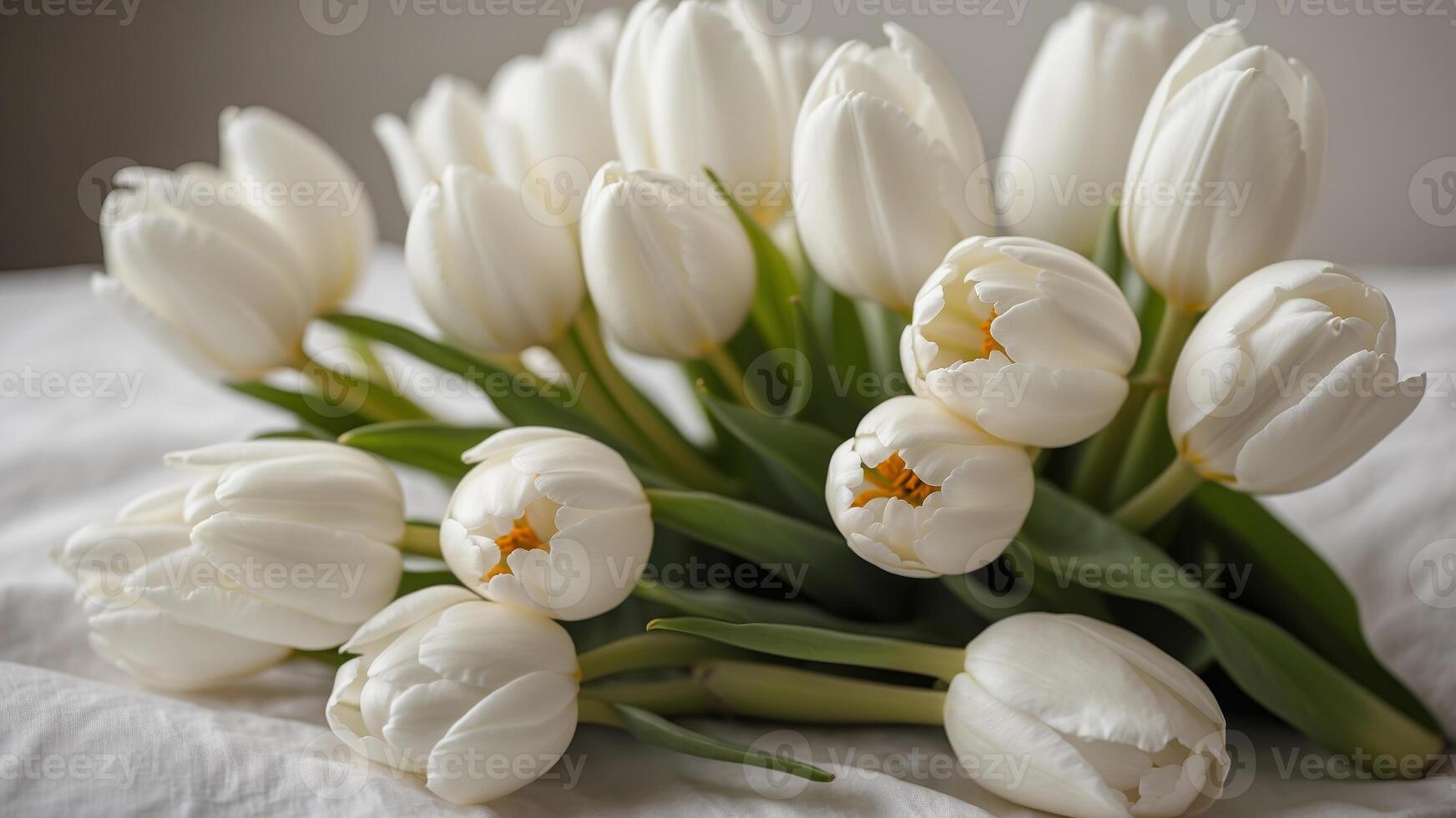 Sunlit White Tulips Stack A Beautiful Display of Nature's Beauty and Elegance in Full Bloom. photo