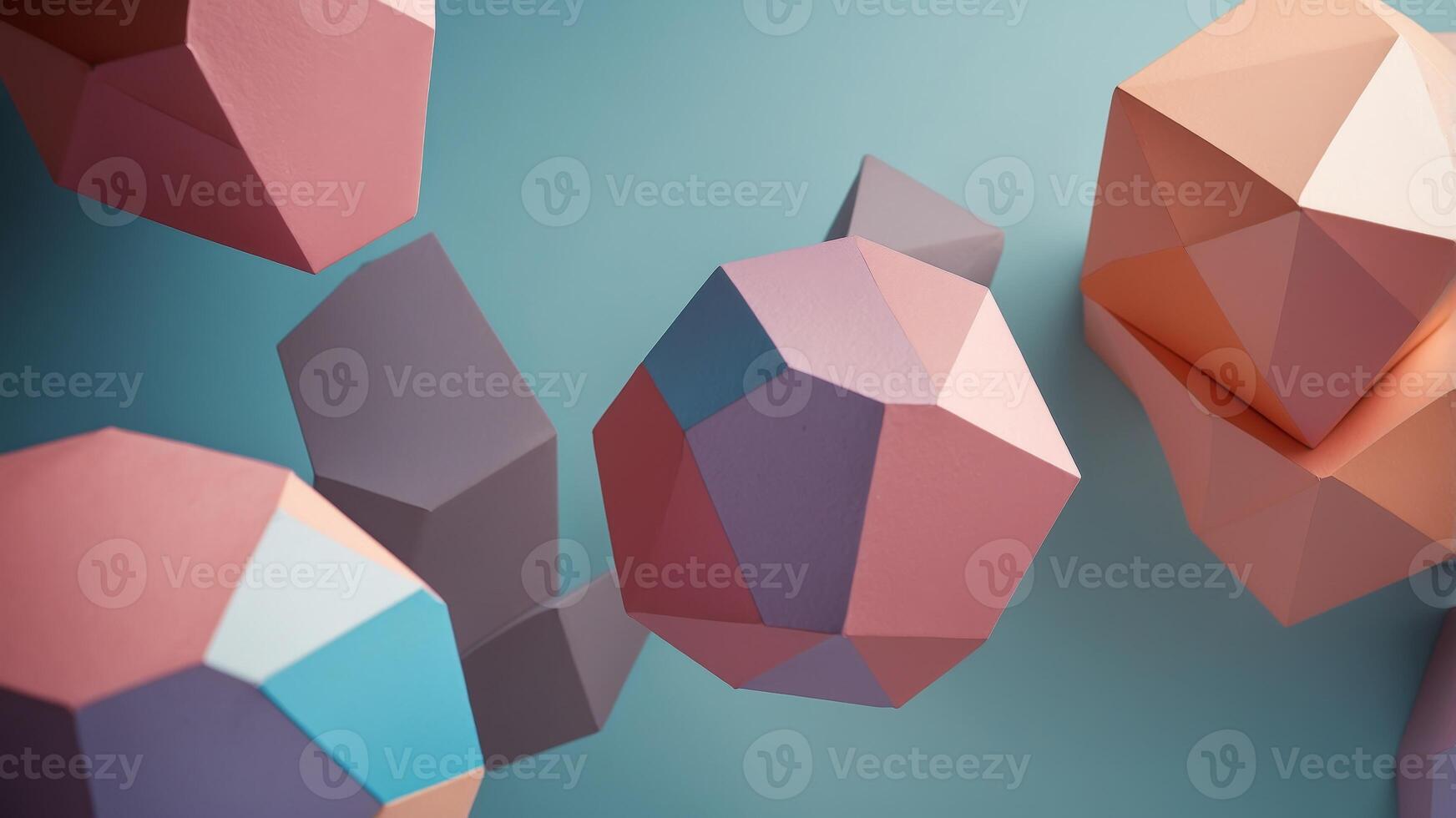 Geometric shapes with pastel colors on a modern background. photo