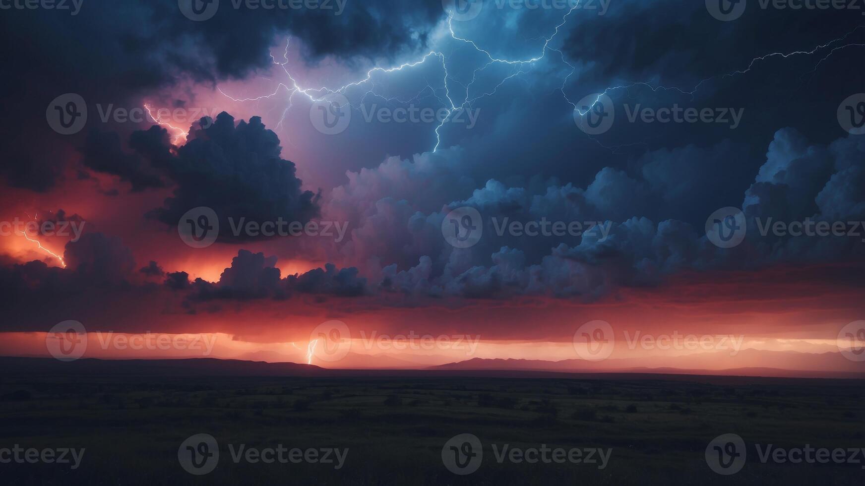 Mystic cobalt night sky with storm imagery. photo