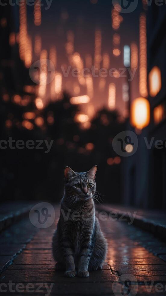 Silver lines are outlining the silhouette of a cat looking to the right on a black background. photo