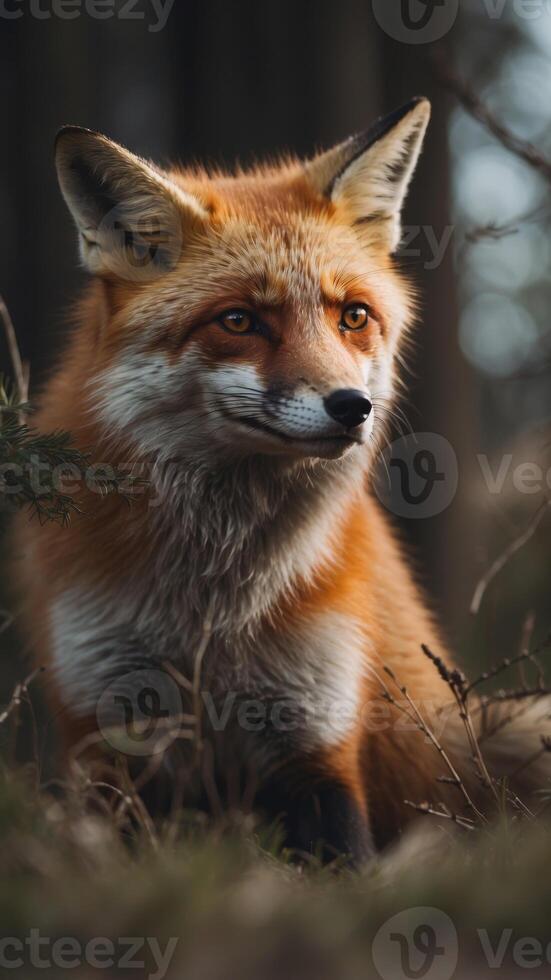 Red and White Fox in the Rifle Sight - Hunting Concept. photo