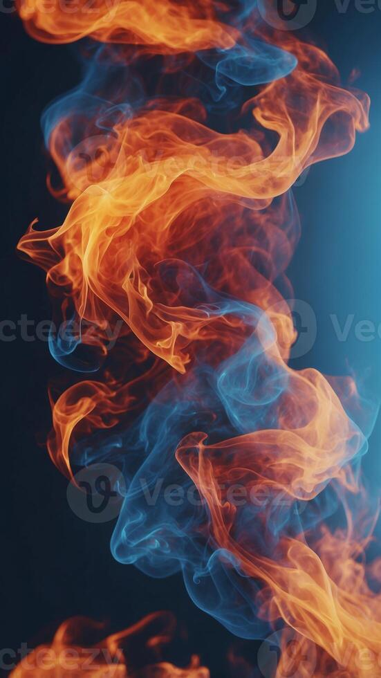 A colorful flame with blue and red colors. photo