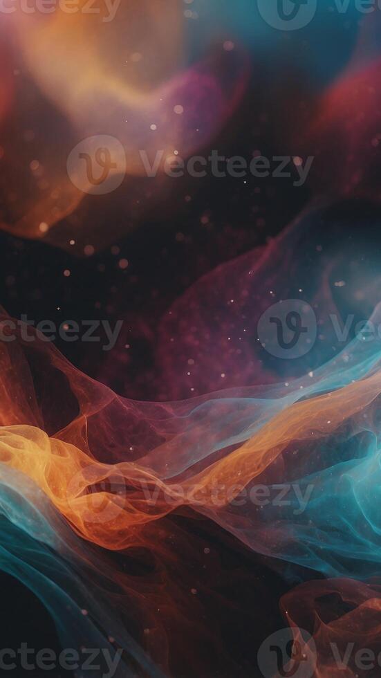 A blurry image of a dark surface with a few specks of light. photo