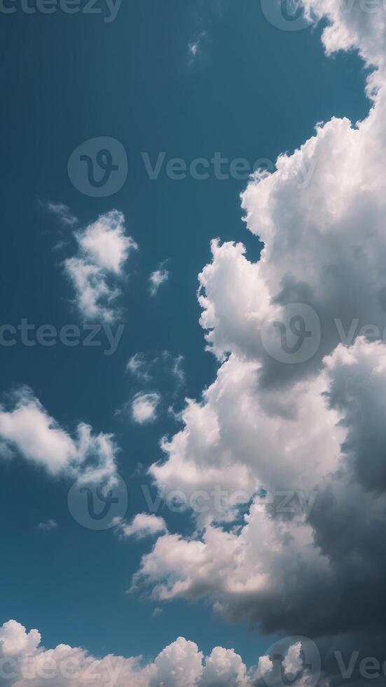 Natural blue gradient sky background with white clouds. photo
