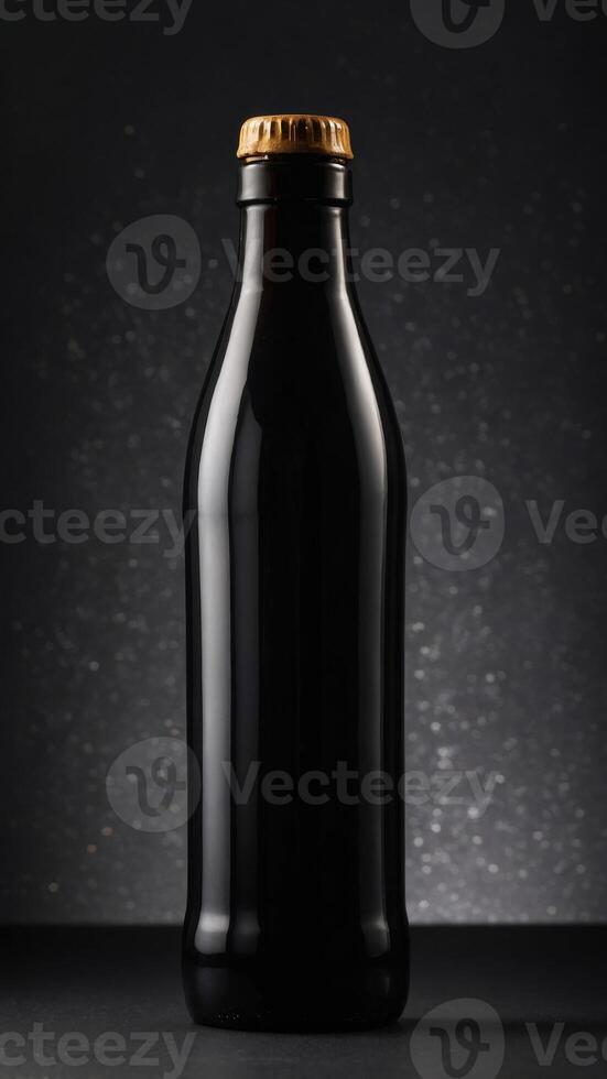 Minimalist Black Bottle in Studio Lighting. photo