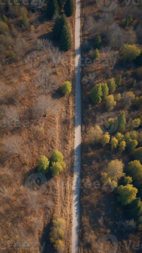 Aerial view of reforestation works at abandoned limestone quarry. photo