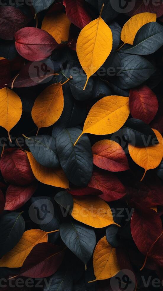 A black background with a bunch of leaves on it. photo