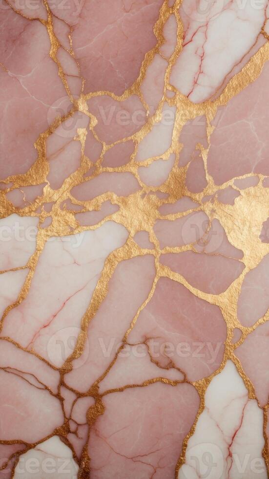 Soft pink marble with delicate gold veins creating a luxurious and chic background wallpaper. photo