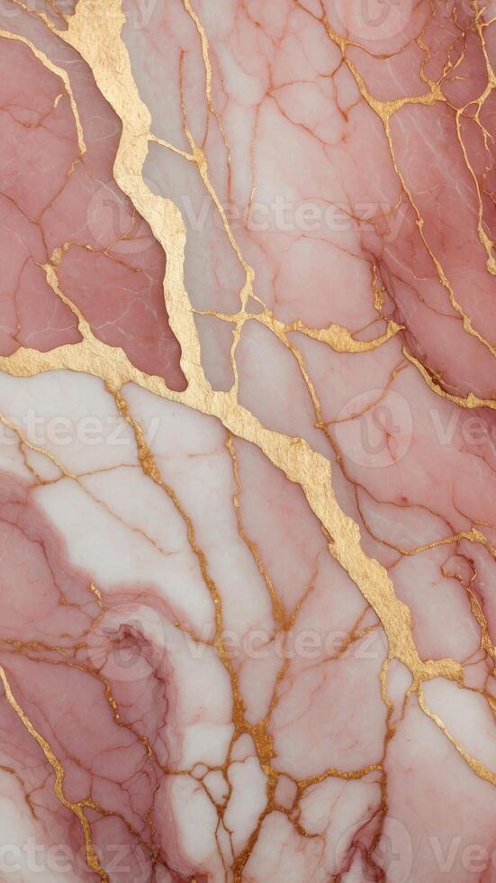 Soft pink marble with delicate gold veins creating a luxurious and chic background wallpaper. photo