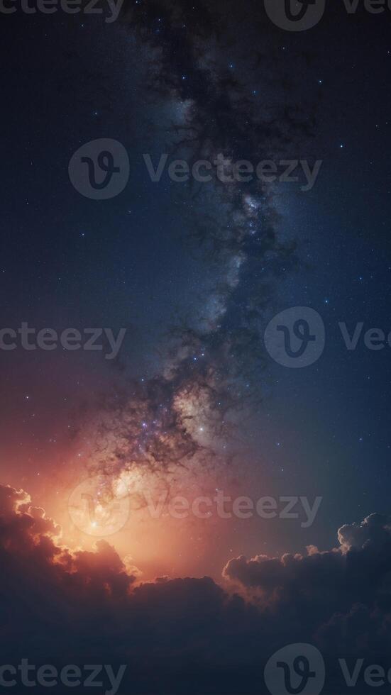 Dark Blue Stars Galaxy Sky Background Banner. photo