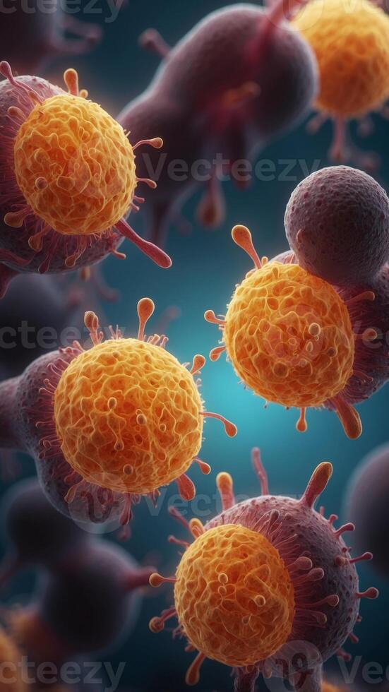 Microscopic view of a cell dividing showing cell division and regeneration. photo