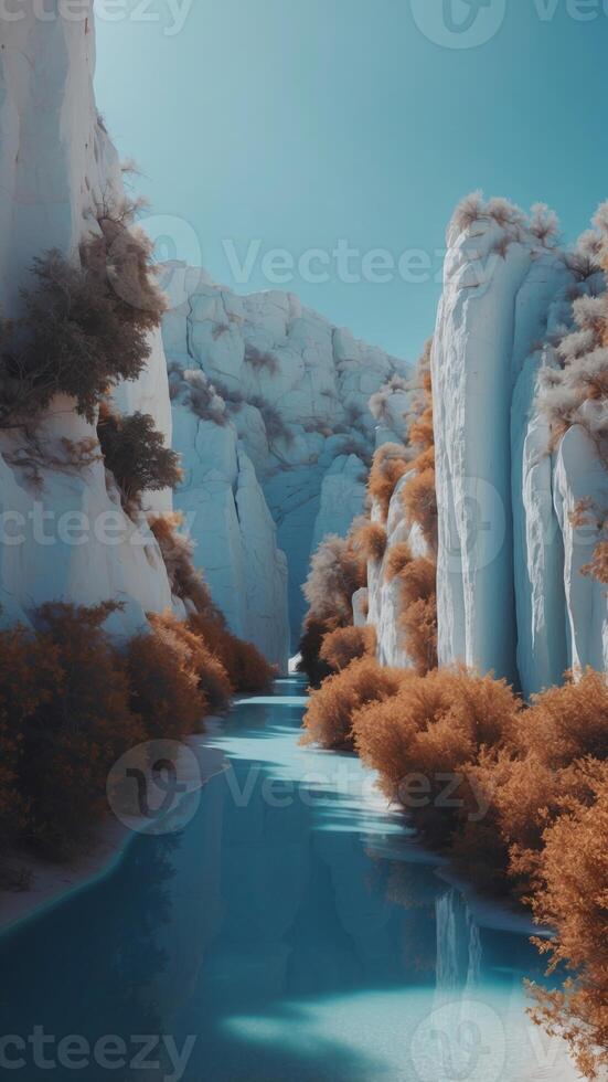 A blue background with a white line in the middle. photo