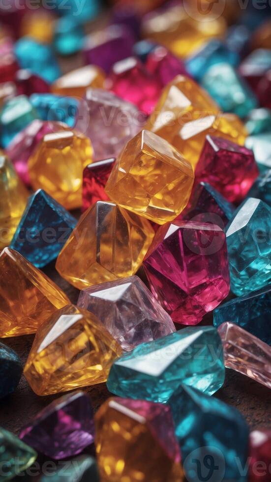 Multicolored and shiny crystal background. photo