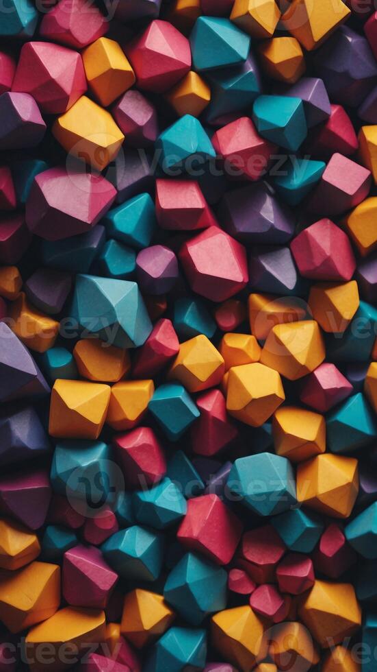 Metal geometric solid wide panoramic polygonal wallpaper. photo