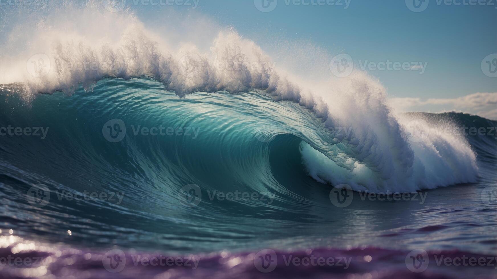 A colorful wave with a purple and blue stripe. photo