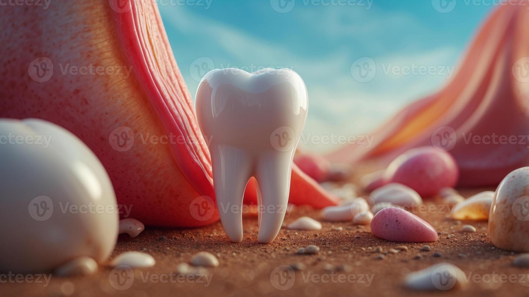 tooth in designer style for the cover as a concept for design. photo