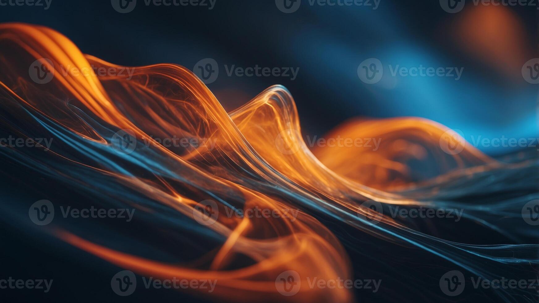 A colorful wave of light with a blue and orange hue. photo