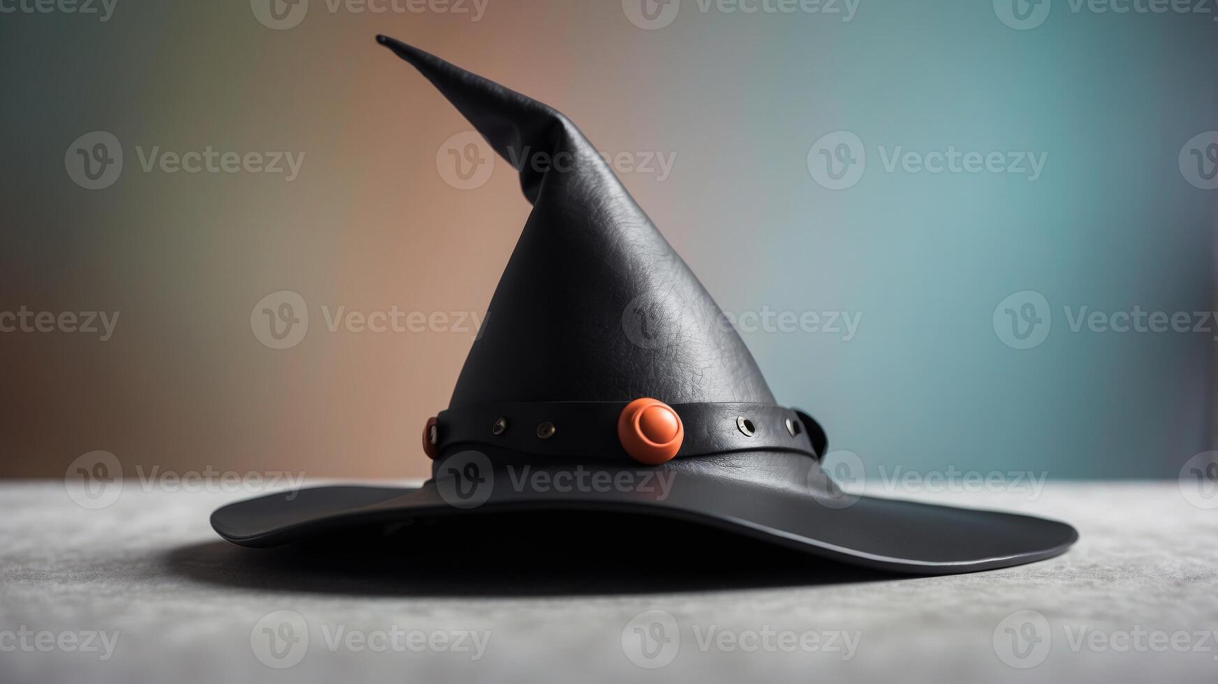 Black leather pointy witch's hat cut out. photo