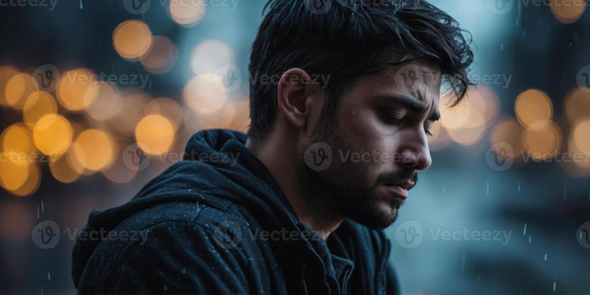 Depression and anxiety sadness heavy burden. photo