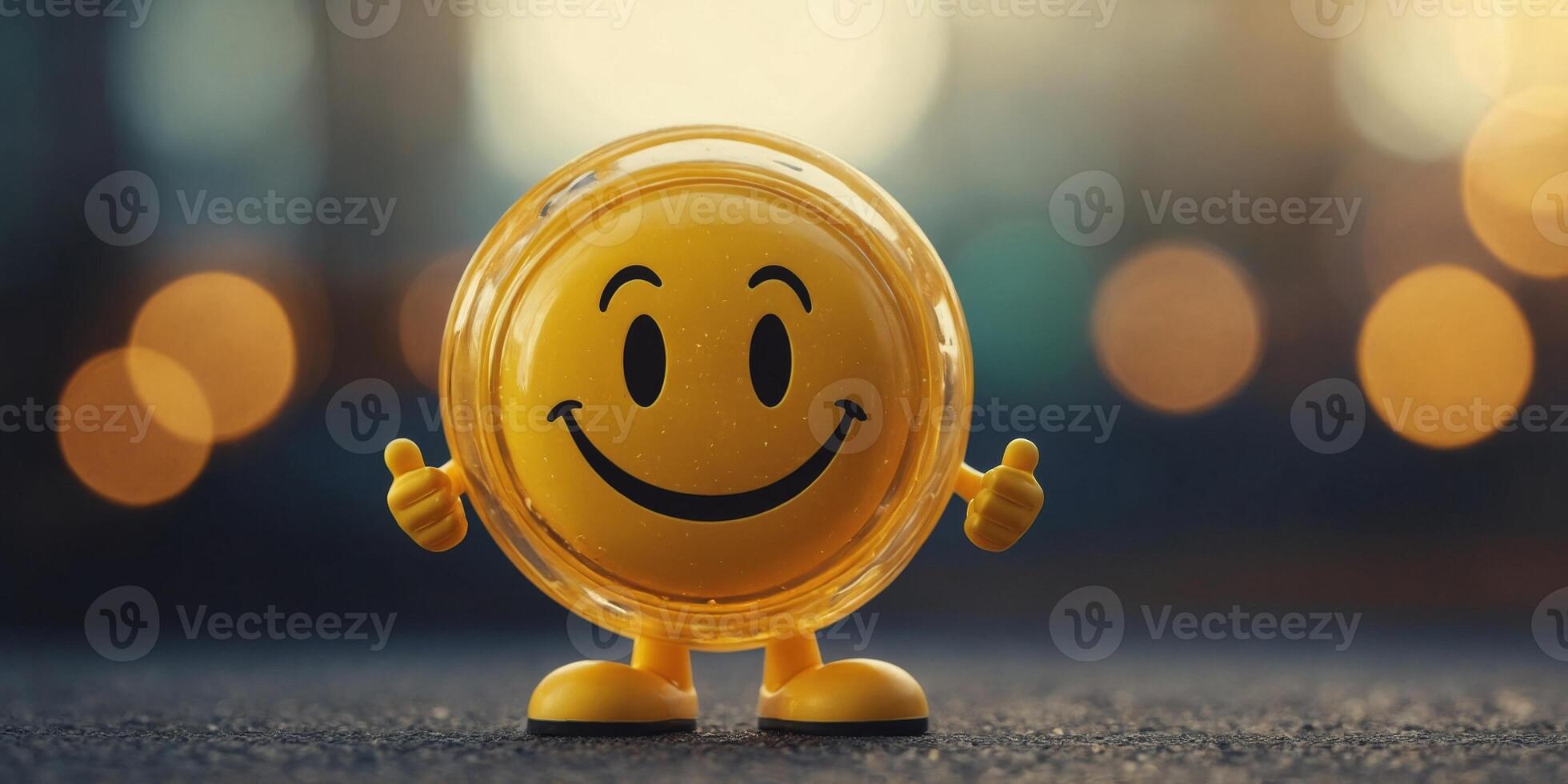A yellow smiley face with a thumbs up gesture. photo