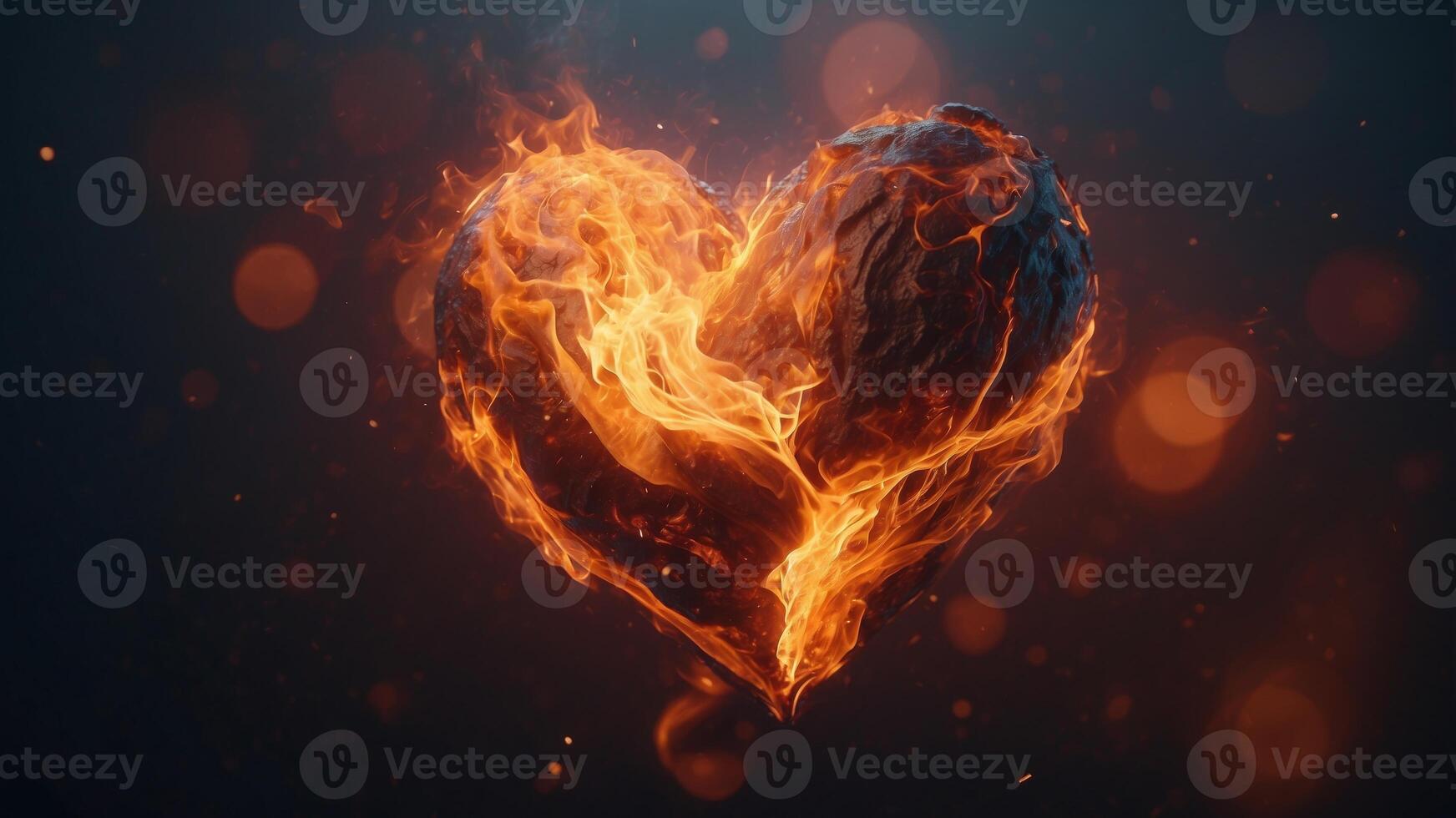 Fiery Heart Aflame with Passion and Love Concept. photo