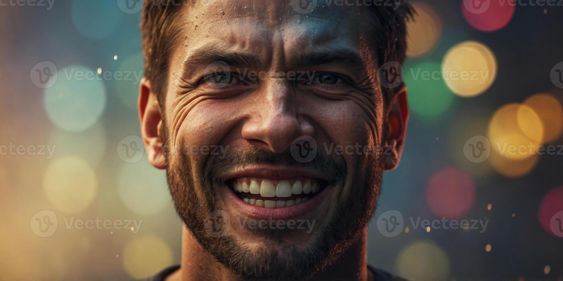 Drawing of a smiling face with a furious expression. photo