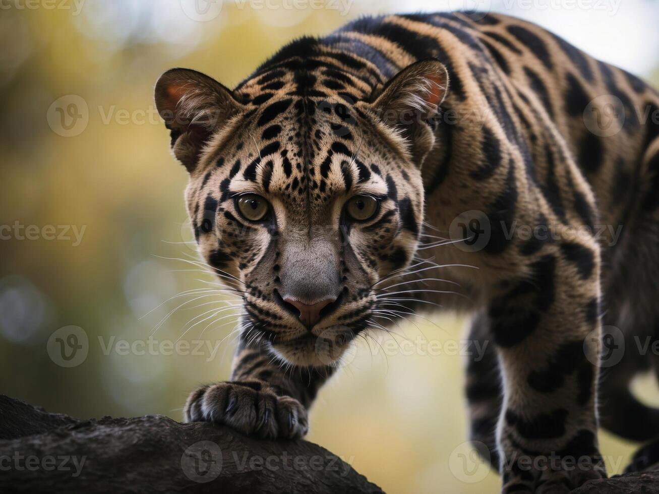 Graceful Silhouette of a Clouded Leopard - Wildlife Art for Educational Posters and Nature Conservation Projects. photo