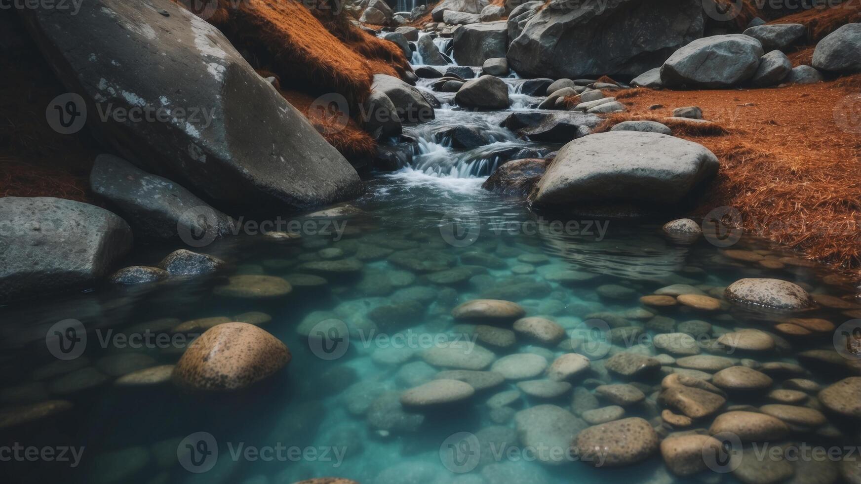 Clear stream with pebbles visible beneath the water. photo
