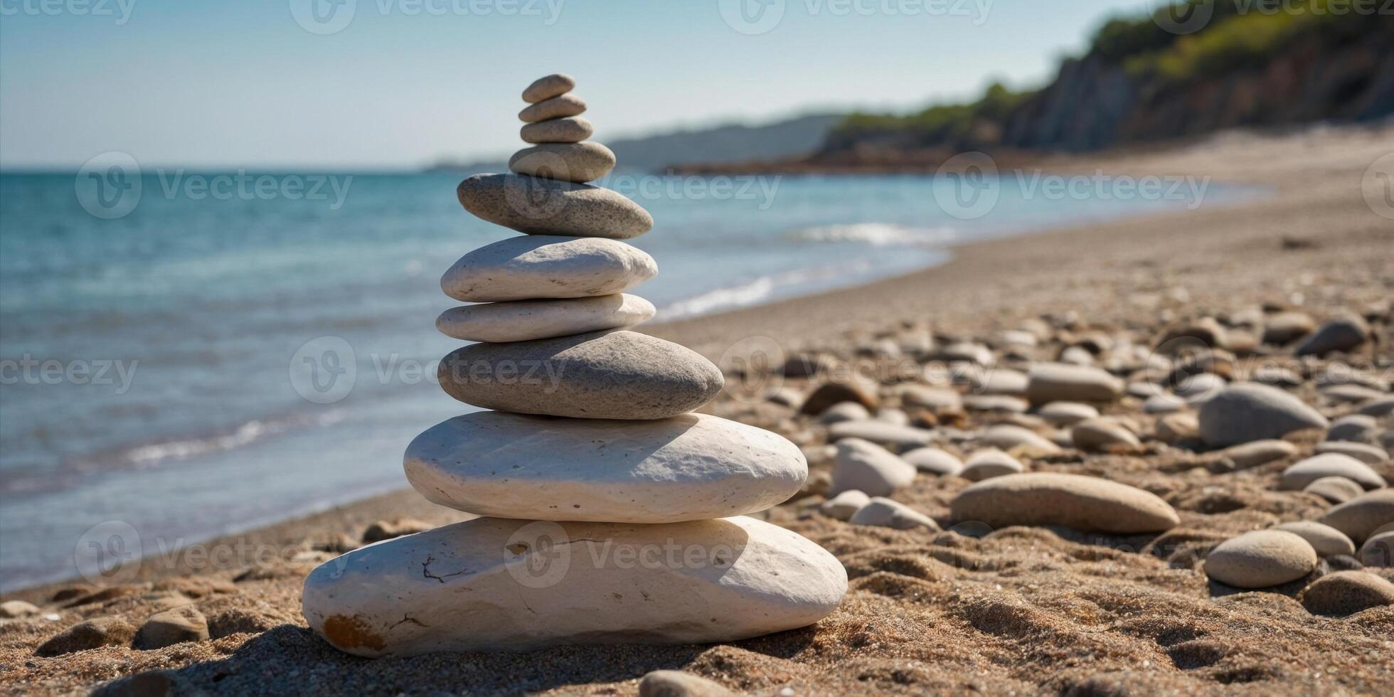 A stack of white rocks on a beach with a drawing of an arrow pointing upwards. photo