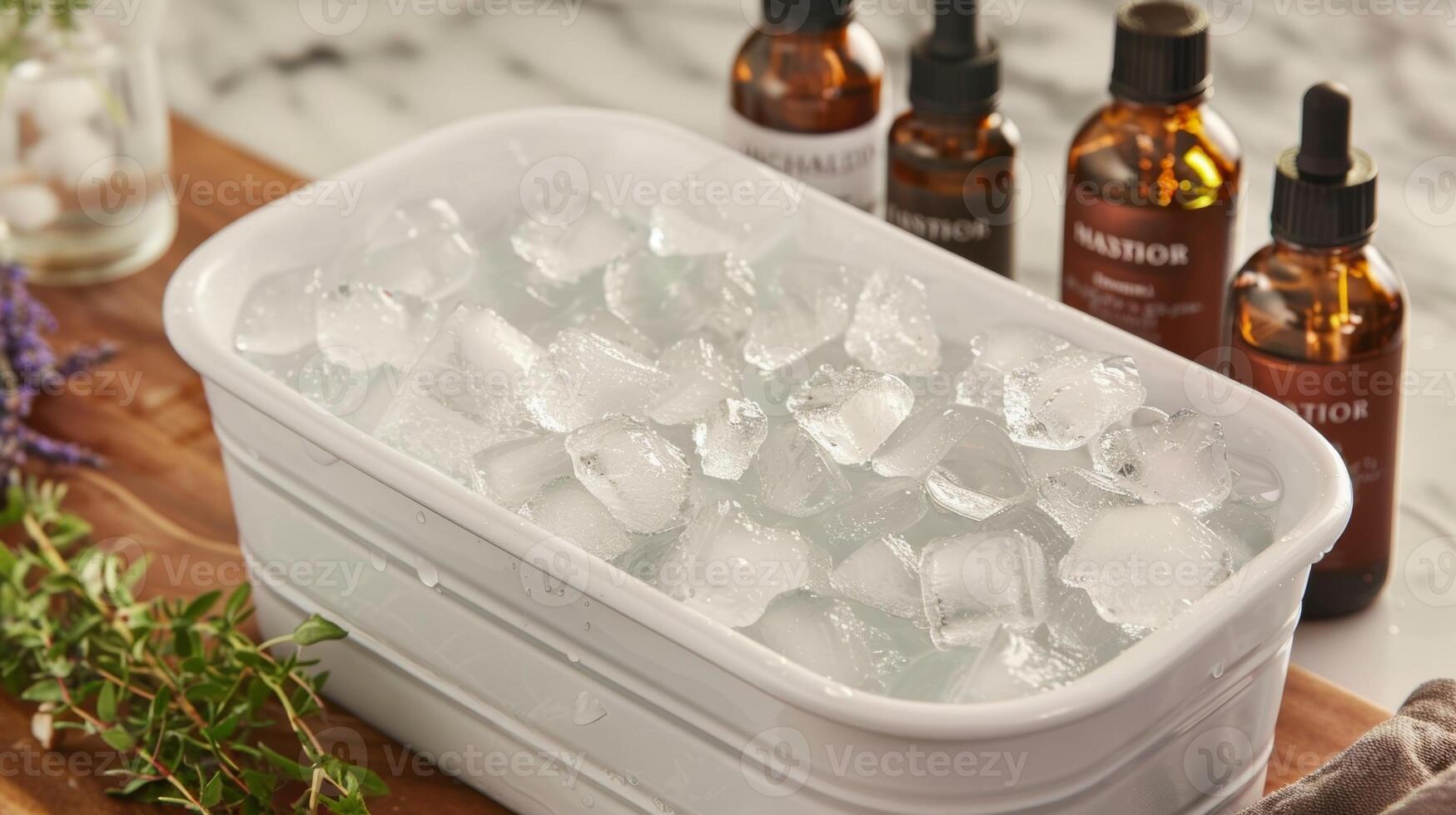 A miniature ice bath setup with labeled components such as ice water and essential oils providing a stepbystep guide to creating the perfect ice bath at home photo