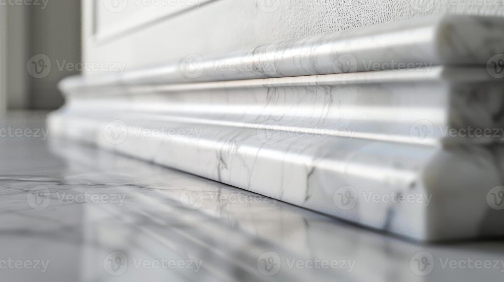A zoomedin view of a minimalistic interior trim made of white marble showcasing its intricate ing and smooth surface photo