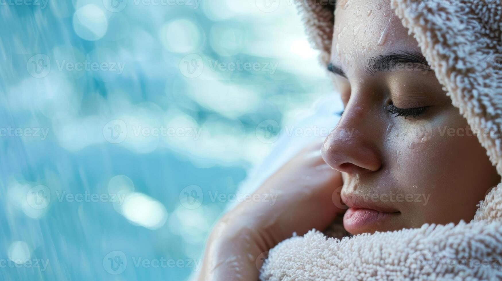 A person wrapped in a towel after a cold water therapy session enjoying the tingling sensation and increased flow in their extremities photo