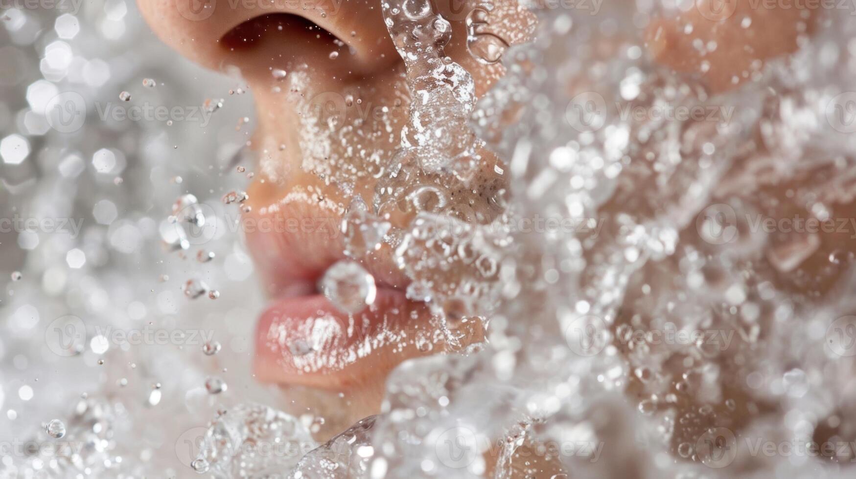 A closeup of icy water droplets forming on a persons skin after coming out of an ice bath photo