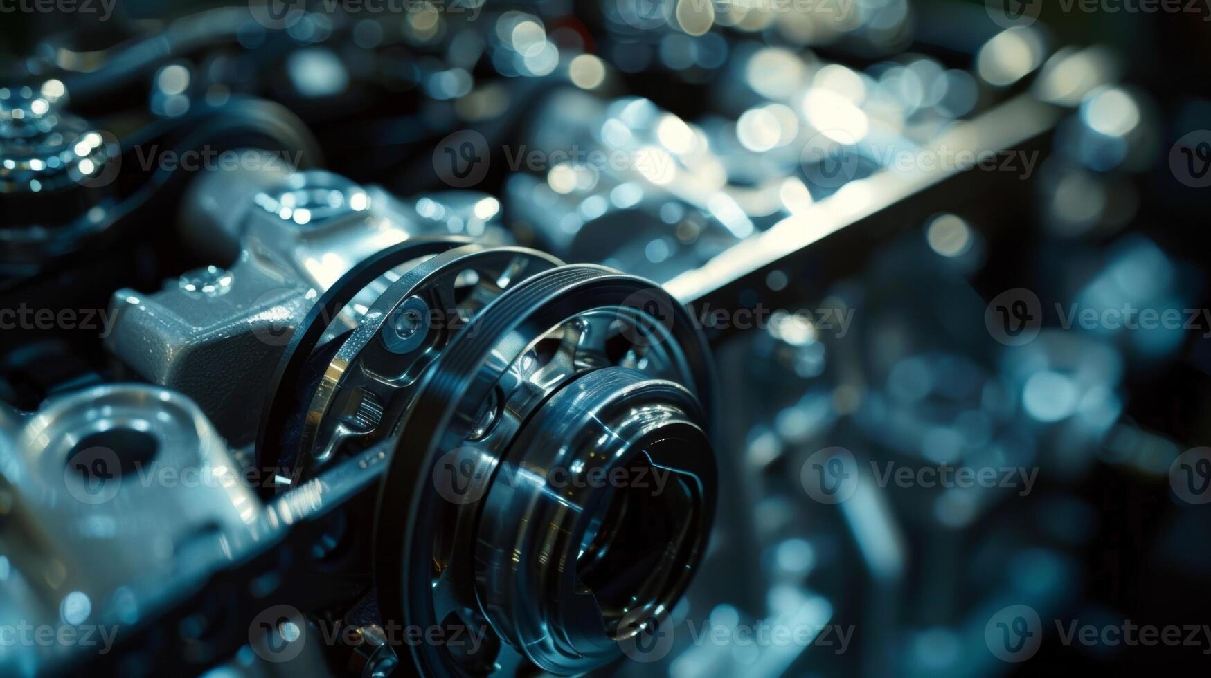 The camera focuses on a specific spot on the engine belt where two separate pieces are joined together with expert precision creating a seamless and strong connection photo