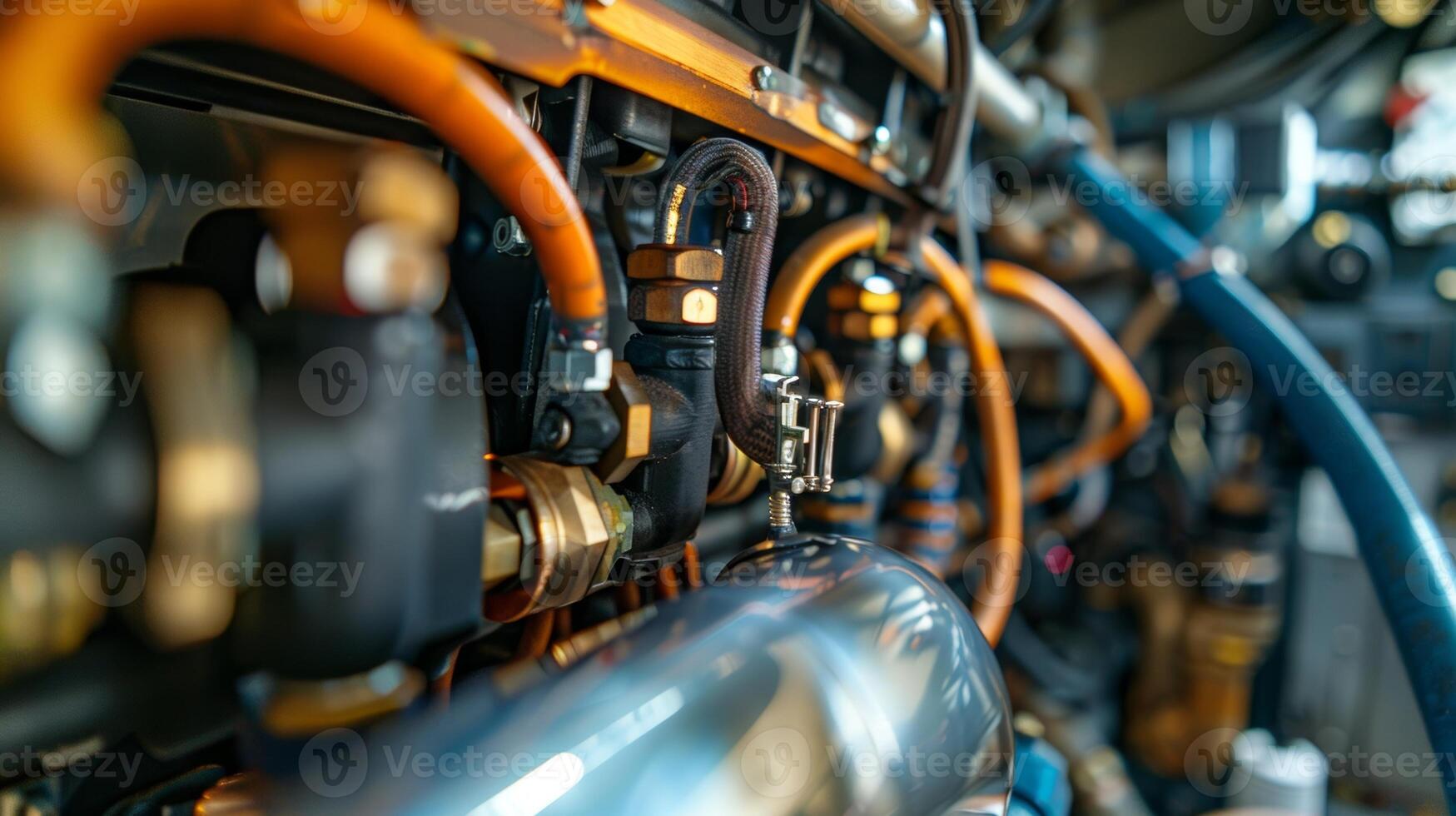 From a distance the fuel lines look like a chaotic mess but up close one can see the precision and purpose in their strategic placement and design photo