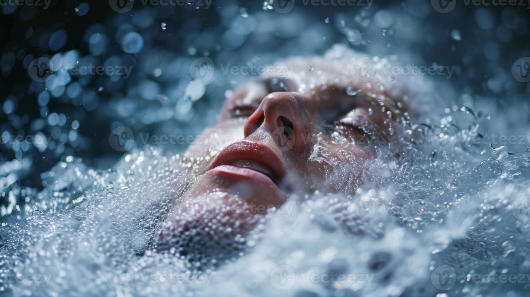 The steam rising from a persons body as they emerge from an ice bath their skin flushed red from the cold photo