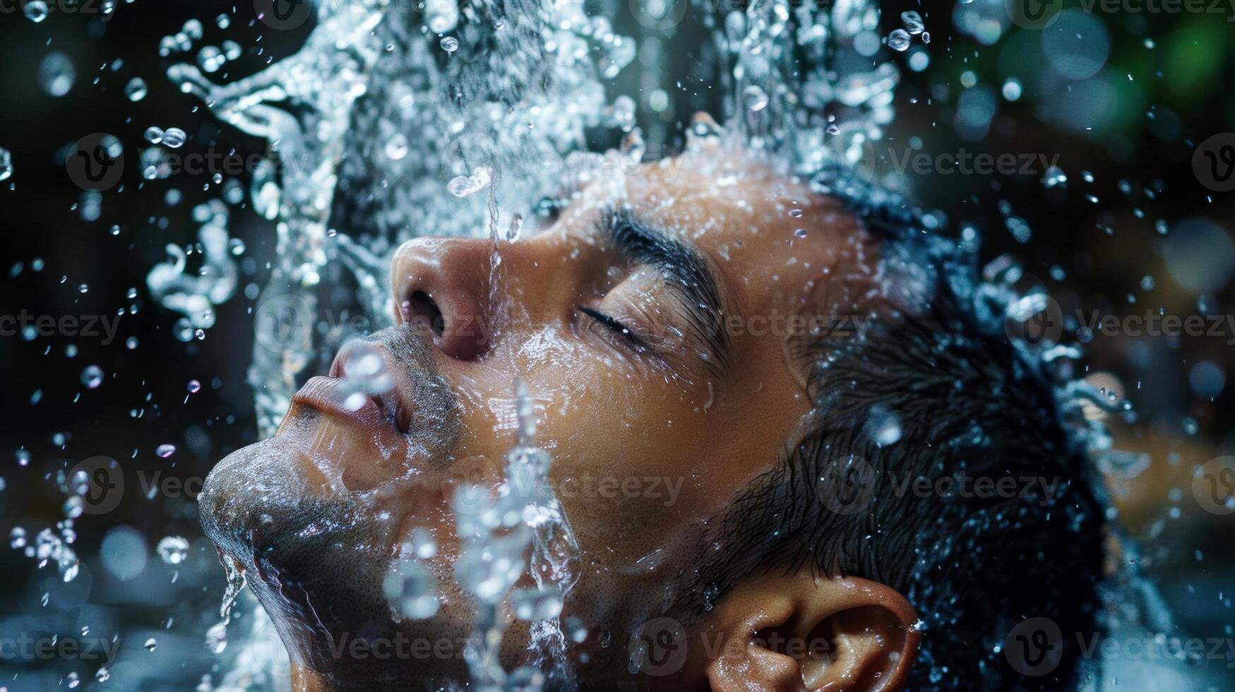 A person practicing coldwater shower therapy utilizing the power of freezing water to strengthen their bodys natural defenses photo