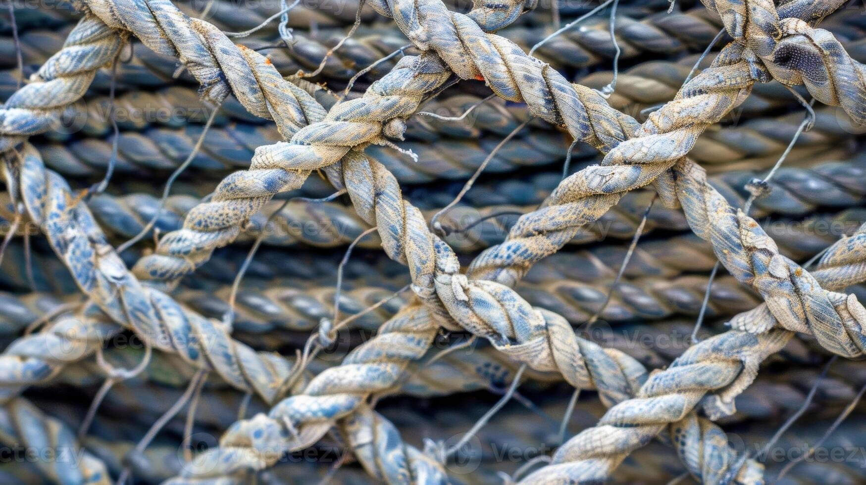 In between the layers of tangled fibers small pockets of air can be seen hinting at the lightweight nature of this cargo net. Despite its lightness it is still able to securely hol photo
