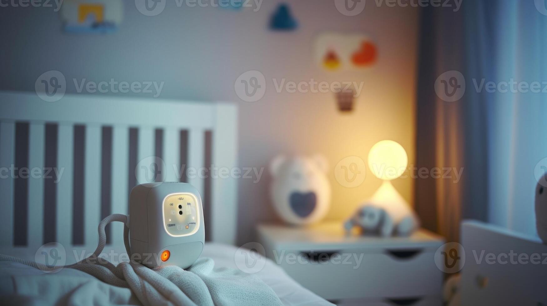 Closeup of an alert notification on a baby monitor app, indicating movement in the babys room. photo