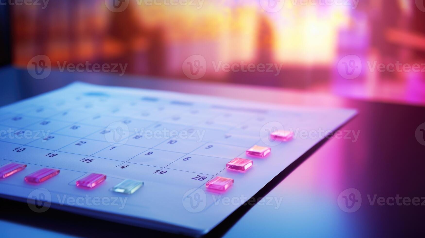 Closeup of a digital calendar with multiple therapy session appointment reminders highlighted. photo