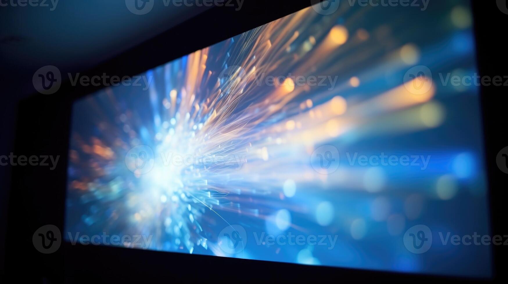 Closeup of a projector casting dynamic visuals onto a blank wall, creating an everevolving canvas. photo