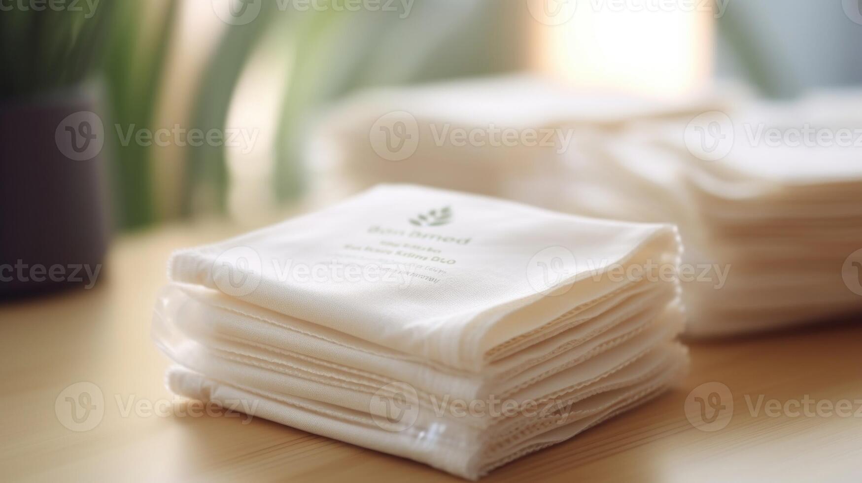 Closeup of a pack of reusable cleaning wipes, made from sustainable bamboo fabric. photo